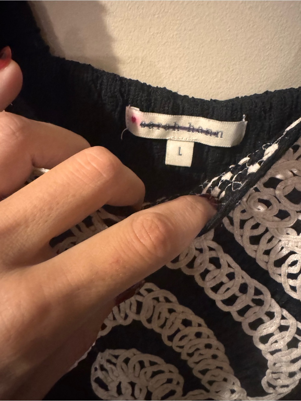 Anthropologie x Sarah Hann Black Flutter-Sleeve Crochet Top - size large - Picture 7 of 11